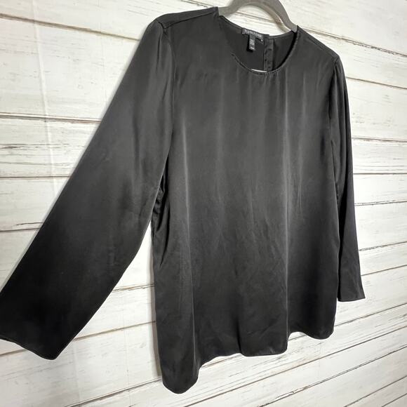 Eileen Fisher Black Silk Long Sleeve Blouse Size Medium - Picture 6 of 8